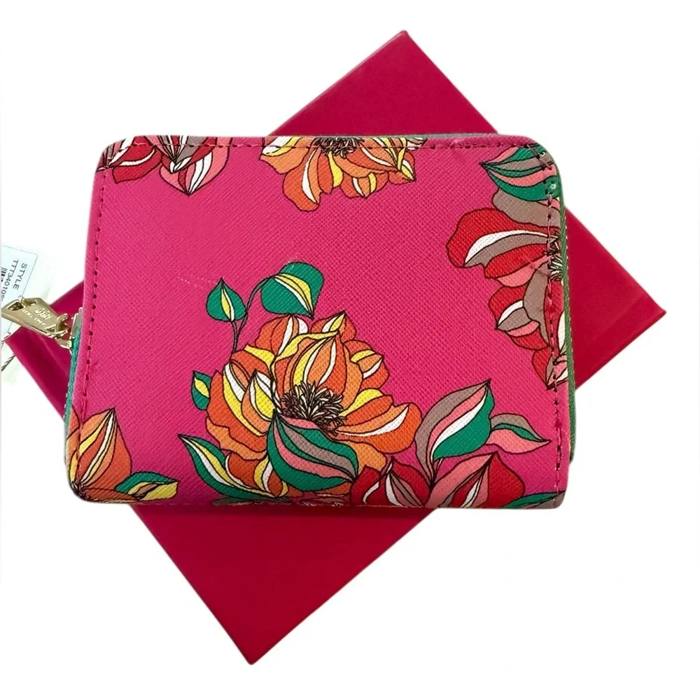 NIB/NWT Trina Turk Pink Floral Zip Around Wallet - Picture 3 of 5